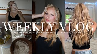 WEEKLY VLOG  Hair Care Routine Self Help Books Shooting as a Content Creator [upl. by Towland]