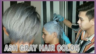 ASH GRAY HAIR COLOR  FULL TUTORIAL [upl. by Christianity]