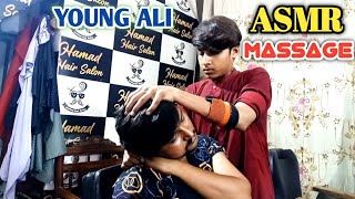 Asmr Massage Head And Back  Massage Experience with young ali barber Pakistani young barber trick [upl. by Oiralednac249]