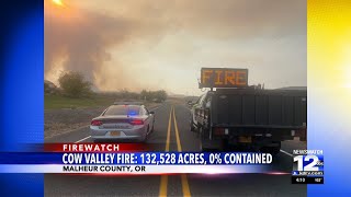 Cow Valley Fire in Malheur County now over 132000 acres [upl. by Aronoel902]