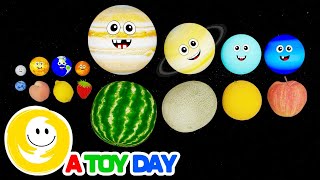 Planet Sizes Fruit and Berry 🪐🍊🍎🍋🍓🪐🌎  Solar System Comparison  8 Planets order  Vitamin for kids [upl. by Yendirb]