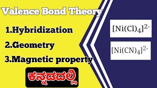 Valence Bond Theory Hybridization Geometry Magnetic property coordination compounds In Kannada [upl. by Yrrem413]