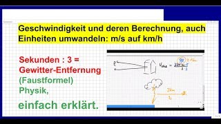 Geschwindigkeit und deren Berechnung auch Einheiten umwandeln ms auf kmh Physik [upl. by Brag398]