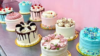 Decorating 9 Cakes in LESS than an HOUR  Unedited Cake Decorating Video 4K [upl. by Eceryt112]