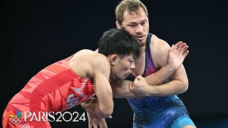 Spencer Lee Higuchi Rei wrangle in a WHITEKNUCKLE 57kg gold bout  Paris Olympics  NBC Sports [upl. by Yhtomiht]