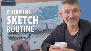 Morning Sketch Routine  improve your watercolours in 15 minutes [upl. by Wandis]