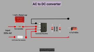 220v AC to 12v DC convertor circuit without transformer  AC to DC convertor skills video [upl. by Aydin]