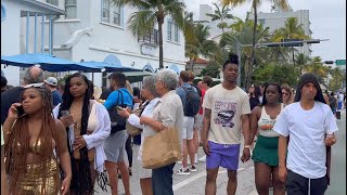 Spring Break 2023  Walking Miami Beach Ocean Drive Before Curfew [upl. by Nolie]