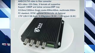 4ch 720P 960P 1080P AHD CVI TVI video optical converter with data [upl. by Ahsekan993]