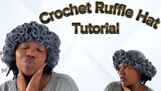 Crochet Ruffle Hat Tutorial no elastic [upl. by Lorn]