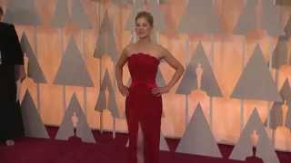 Oscars Rosamund Pike Red Carpet Fashion 2015  ScreenSlam [upl. by Marika]