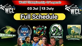 world championship of legends cricket 2024 schedule  WCL Schedule 2024 [upl. by Cirted]