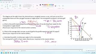 How to find profit on a monopoly graph given MR and D and ATC [upl. by Andrel]