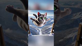 skiing cat goes wrong 😦 cat story skiing goeswrong [upl. by Isdnyl]