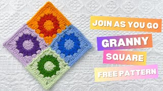 How to quotJoin As You Goquot Granny Square  Free Pattern [upl. by Dnarud]