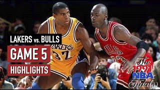 Throwback NBA Finals 1991 Chicago Bulls vs LA Lakers Full Game 5 Highlights  Jordan 30 Pippen 32 HD [upl. by Aissac]