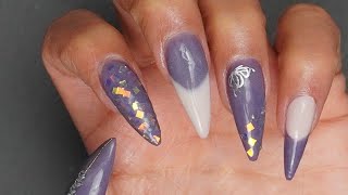 Purple Stiletto Nail Design with Dip Powder [upl. by Anialed]