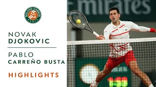 Novak Djokovic vs Pablo Carreño Busta  Quarterfinals Highlights  RolandGarros 2020 [upl. by Marje]