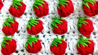 HD Strawberry 🍓🍓🍓 Stitch Crochet  Bobble Stitch Pattern [upl. by Beauvais280]