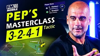 Pep Guardiola NEW Masterclass 3241 Tactics  Haaland 90 GOALS amp Quadruple  FM23 Mobile [upl. by Harikahs]