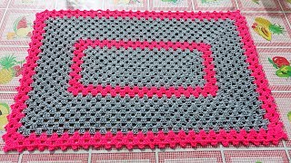 Tapete a crochet rectangular super facil economico y rapido  Aprendamos crochet paso a paso [upl. by Yhtur]