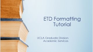 ETD Formatting Requirements Tutorial [upl. by Hirsh]