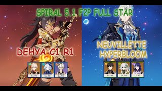 DEHYA DPS x NEUVILLETTE HYPERBLOOM F2P Spiral Abyss 51 UNCUT Floor 12 [upl. by Porter]