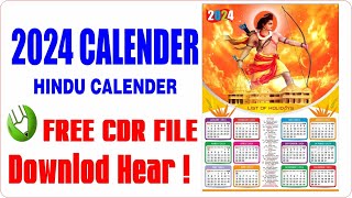 Calendar 2024 with Holidays  Calendar Design in CorelDraw [upl. by Adnoryt]