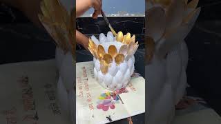 Golden Flower Vase Craft using Plastic Spoons short reel viral youtubeshort trending recycling [upl. by Ahsiugal816]