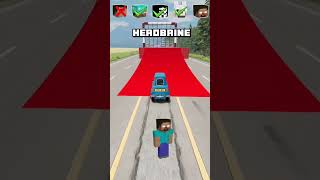 NOOB vs PRO vs HACKER vs HEROBRINE Car jump challenge 😎🚗 shorts beamngdrive [upl. by Emina]