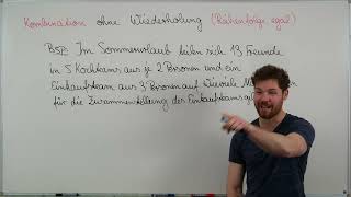 Kombination ohne Wiederholung Bsp Urlaubsgruppe Aufteilung Reihenfolge egal Stochastik Aufgabe [upl. by Weeks]