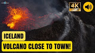 Active Volcano With A Hot Bubbling Lava Cauldron Close To A Small Town Grindavik Iceland May22024 [upl. by Arinay]