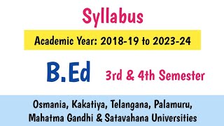 Syllabus 202324  BEd 3rd Semester  BEd 4th Semester  Subjects  Details  OU KU PU TU MGU SU [upl. by Aeslehs]