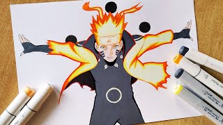 How to Draw Naruto Six Paths Sage Mode  Naruto Shippuden  Step By Step Tutorial [upl. by Oilenroc]