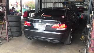 2008 BMW 750li Custom Dual 25quot SLP Loud Mouth Exhaust on 24 inch Velocity VW12s Please Subscribe [upl. by Eirrot]