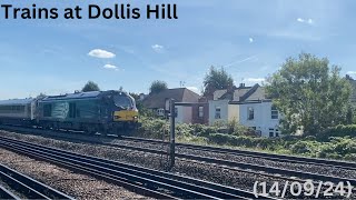 Trains at Dollis Hill tube station 140924 [upl. by Notgnillew]