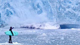 MASSIVE Glacier Collapses and Makes a Surfable Tsunami Wave [upl. by Cullie]