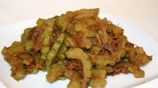 Karela Bitter Gourd and Onion Subzi  Show Me The Curry Indian Recipe [upl. by Schonthal]