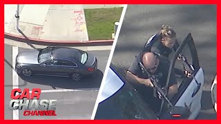 LA car chase suspect makes dead end turn leading to police standoff  Car Chase Channel [upl. by Woodall]