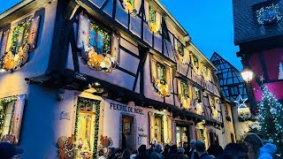 Riquewihr Christmas Market Walking Tour Riquewihr’da Yılbaşı Noel Zamanı Marche de Noel de Riquewihr [upl. by Dnamra955]