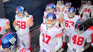 Giants running out of the tunnel featuring Mike Glennon amp Jake Fromm Giants at Bears 21 in Chicago [upl. by Engenia]