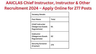 AAICLAS Various Vacancy Online Form 2024 [upl. by Gaelan]