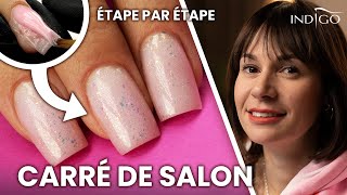 Carré court  comment le rendre parfait  Extensions dongles en gel  Indigo Nails Francais [upl. by Ressler503]