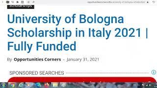 University of Bologna Scholarship in Italy 2021 Fully Funded For International Students [upl. by Selima]