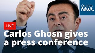 Carlos Ghosn Nissans exboss gives a press conference in Beirut  LIVE [upl. by Cahan]