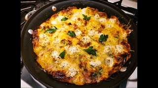 Potato and Onion Frittata With Goat amp Parmesan Cheese Vegetarian [upl. by Garceau]