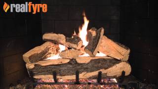 Real Fyre Rugged Split Oak Gas Logs Live Burn Video – eFireplaceStore [upl. by Yorke]