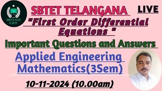 Differential Equations of first order and 1degree3 semApplied engineering mathsSRINIVAS MATHS [upl. by Arihk]