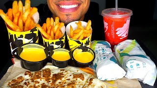 ASMR TACO BELL BURRITOS QUESADILLA NACHO CHEESE FRIES MUKBANG FREEZE TALKING REVIEW EATING CHALLENGE [upl. by Simpkins]