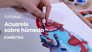 TUTORIAL Acuarela  Técnica de Húmedo sobre Húmedo  Ana Santos  Domestika [upl. by Emersen]